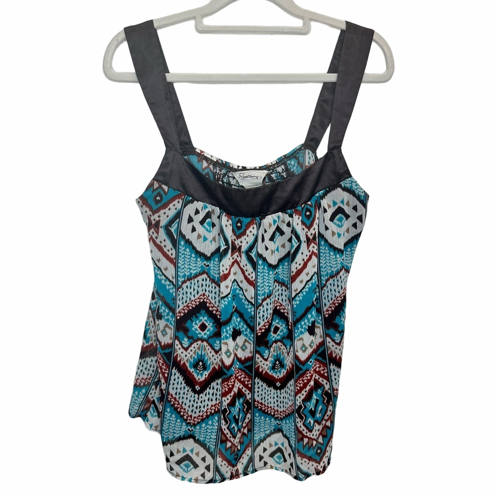 Speechless Teal & Brown Multi Color Blouse Size Medium